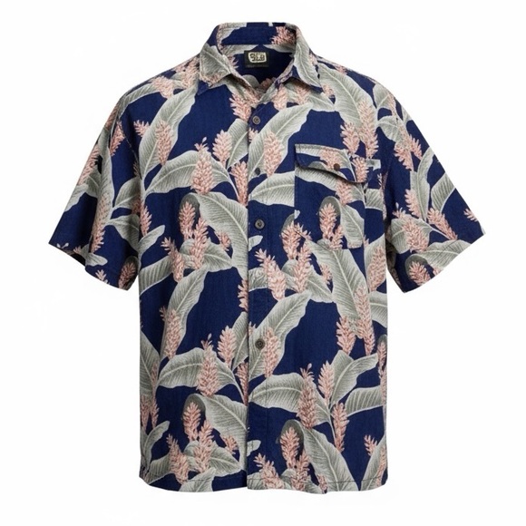 *Tommy Bahama Mens Shirt Size L Tropical Hawaiian Rayon Button Front Short Slv - Picture 1 of 8